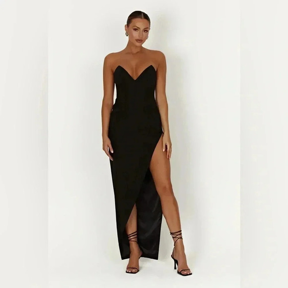NWT MESHKI Natasha pointed corset maxi dress Small blackl - Picture 6 of 6